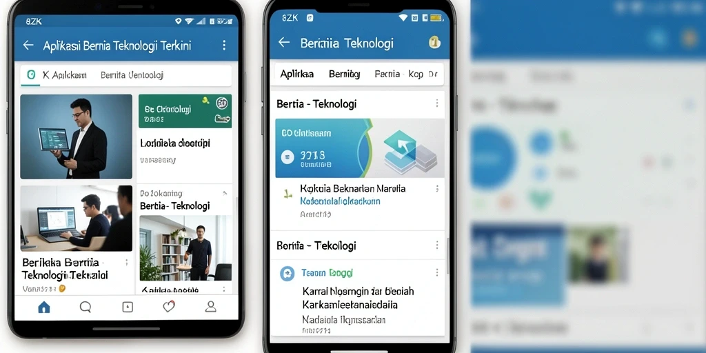 Antarmuka aplikasi 8ZK menampilkan berita teknologi terkini.