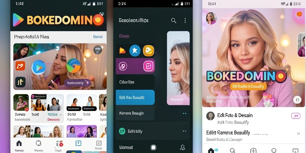 Tampilan antarmuka BOKEDOMINO untuk pengeditan foto.