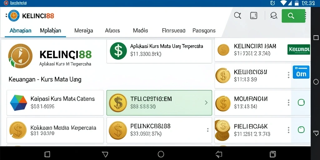 Screenshot antarmuka KELINCI88 menampilkan fitur Kurs Mata Uang.