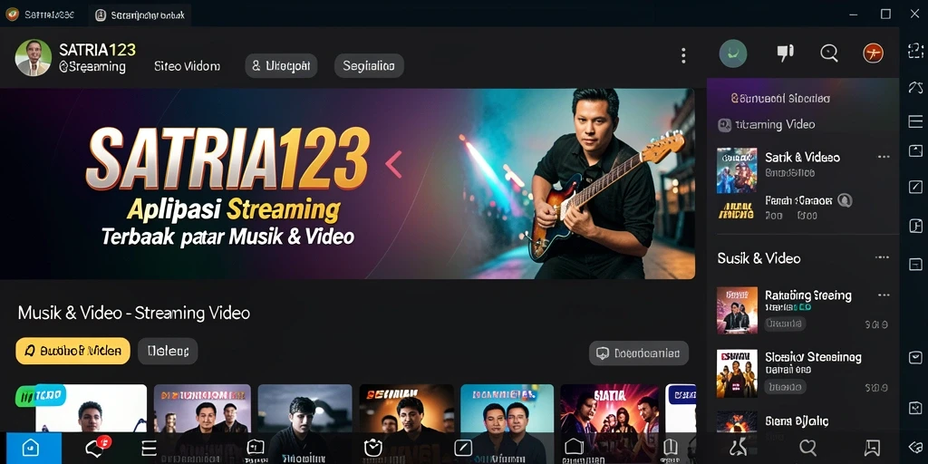 Antarmuka SATRIA123 yang menarik untuk streaming video.
